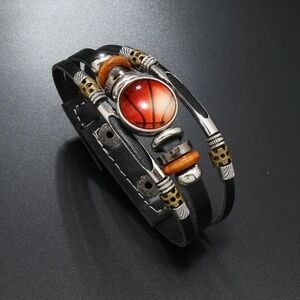 Stylish Luminosa Glow In The Dark Basketball Leather Bracelet For Men